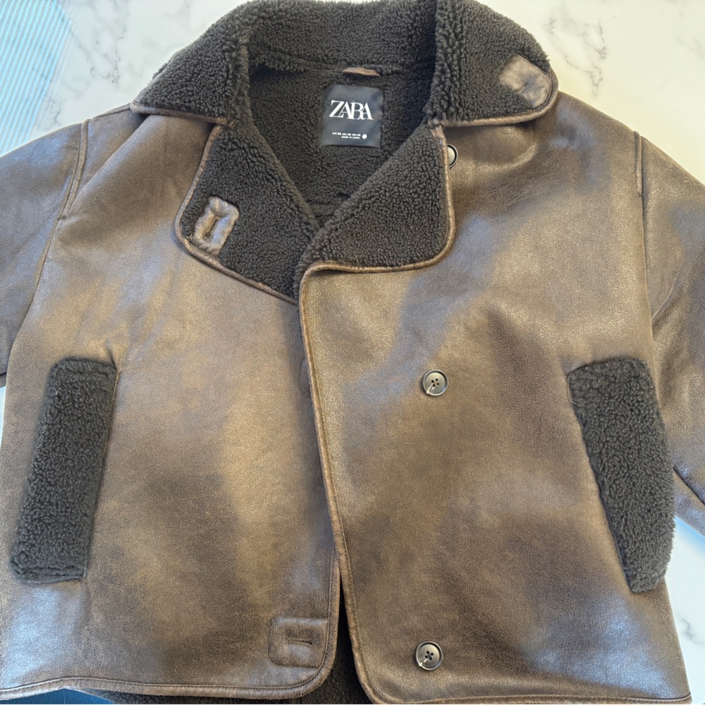 Zara Shearling  Jacket, brown, XS
